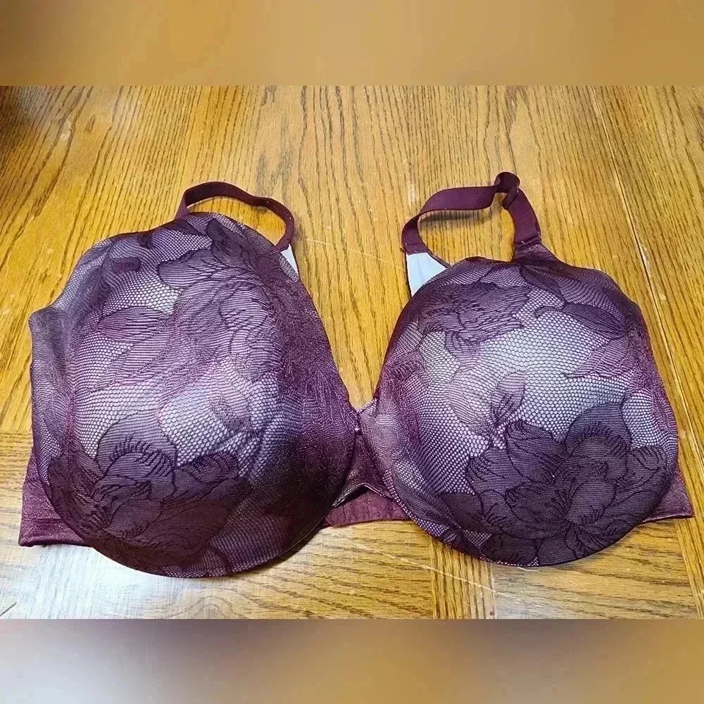 Cacique Burgandy Lilac Lightly Lined Full Coverage Underwire Bra 40F